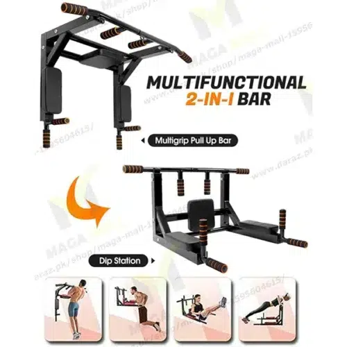 Multi function Chin Pull and Up Bar Wall Mounted Gym Workout Training Fitness