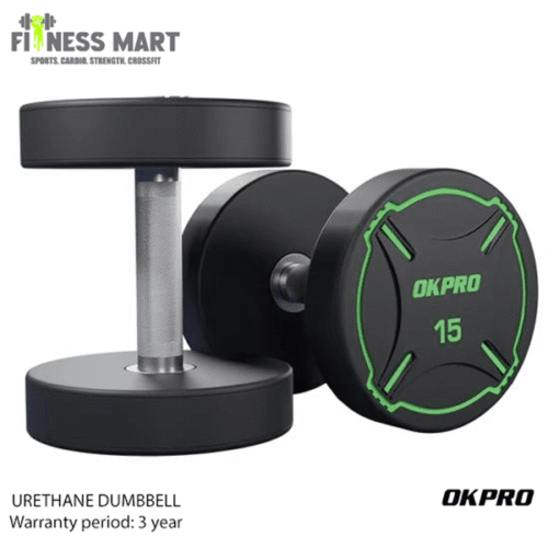 Okpro Free Weights Gym Equipment Fitness Exercise Urethane PU Round Dumbbell Set Full Set-390Kg