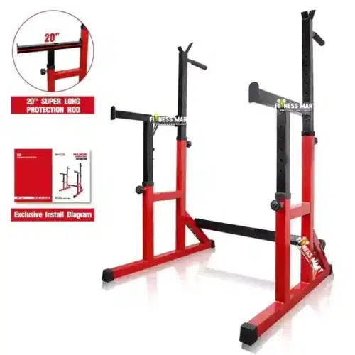 Home Gym Bench Press Squat Weight Lifting Strength Training,330lbs Max Load Dip Stand Squat Stand Dipping Station,Barbell Rack Squat Rack Adjustable