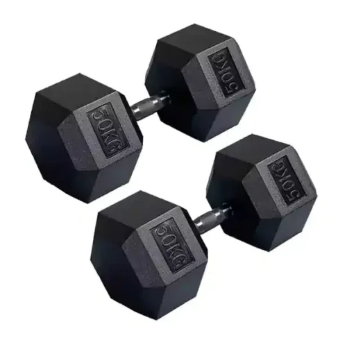 Professional Comfortable No Slip Coating Hex Dumbbell 50Kg-1 Pair