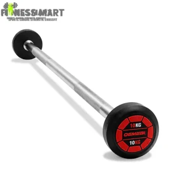 OEMMEBI Rubber Black & Red Round Straight Barbell