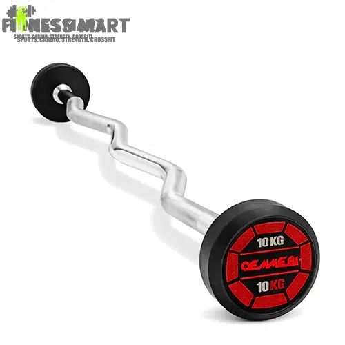 OEMMEBI Rubber Black & Red Round EZ Curl Barbell