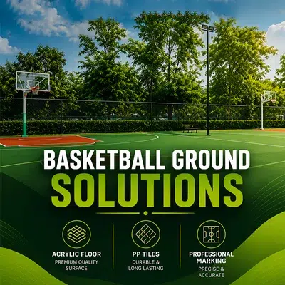 Basketball Court Construction Solutions with Acrylic Flooring, PP Tiles and Court Marking Systems